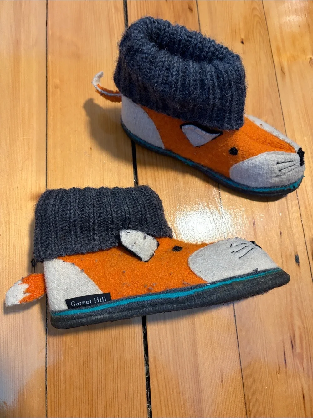 🦊Garnett Hill Kids 11 Boiled Wool Slippers Booties Fox Little Kids. EUC.